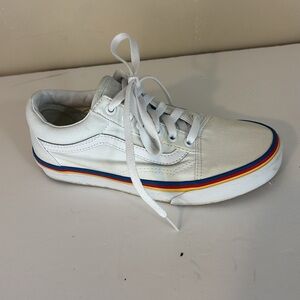 Vans White Old Skool Rainbow Foxing Stripe Size M 5.5 W 7